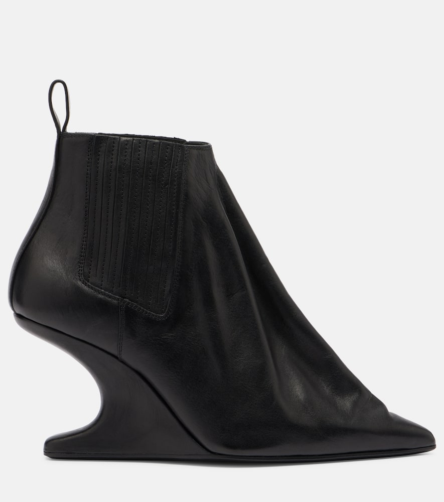 Rick Owens Ankle Boot With Pointed Toe And Sculptural Heel In Black