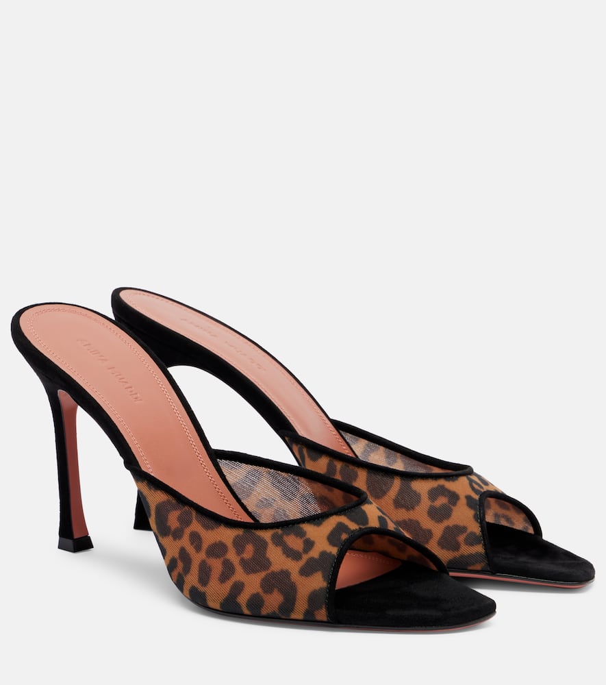 Amina Muaddi Alexa 95 Leopard-print Mesh Mules In Animal Print
