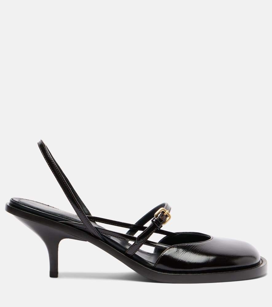 Dries Van Noten Leather Slingback Pumps In Black