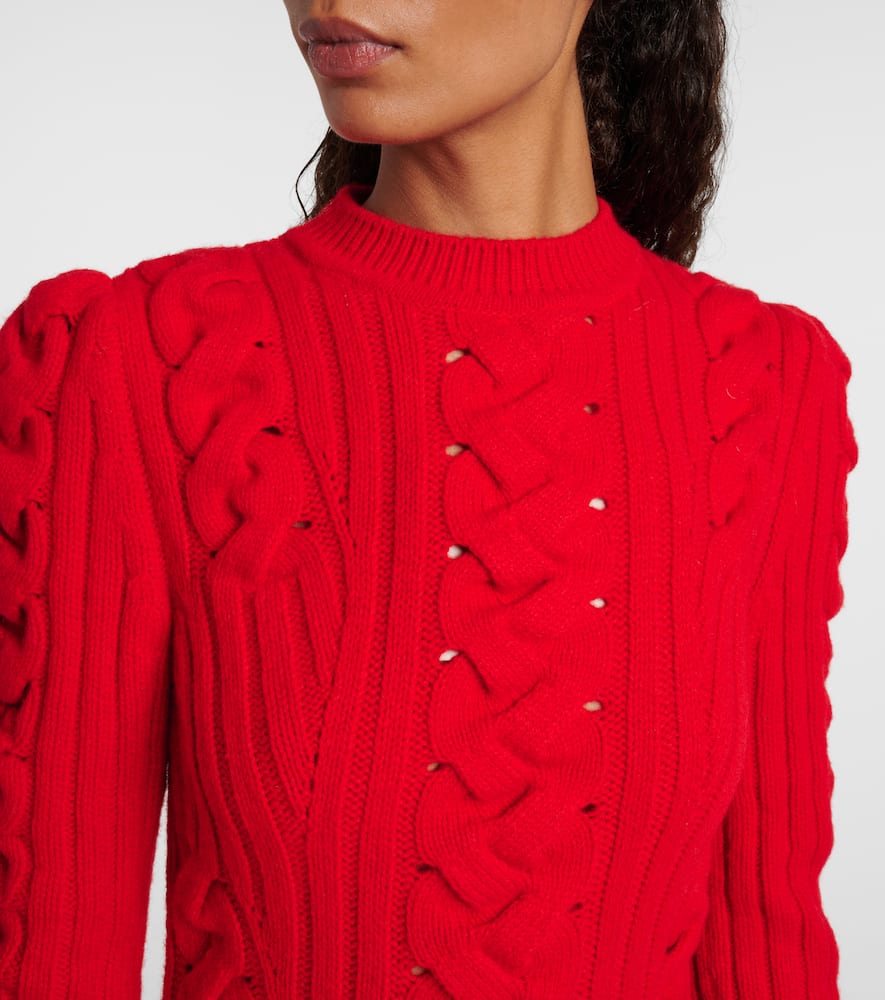 Alexander Mcqueen Cable-knit Wool And Cashmere Minidress In Red