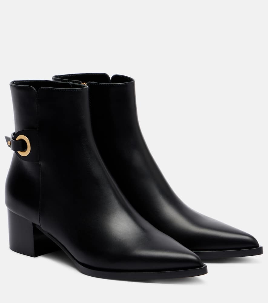 Gianvito Rossi Leather Ankle Boots In Black