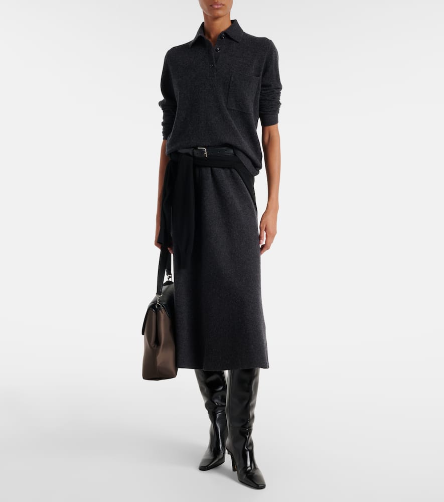 Jardin Des Orangers Wool And Cashmere Midi Skirt In Gray