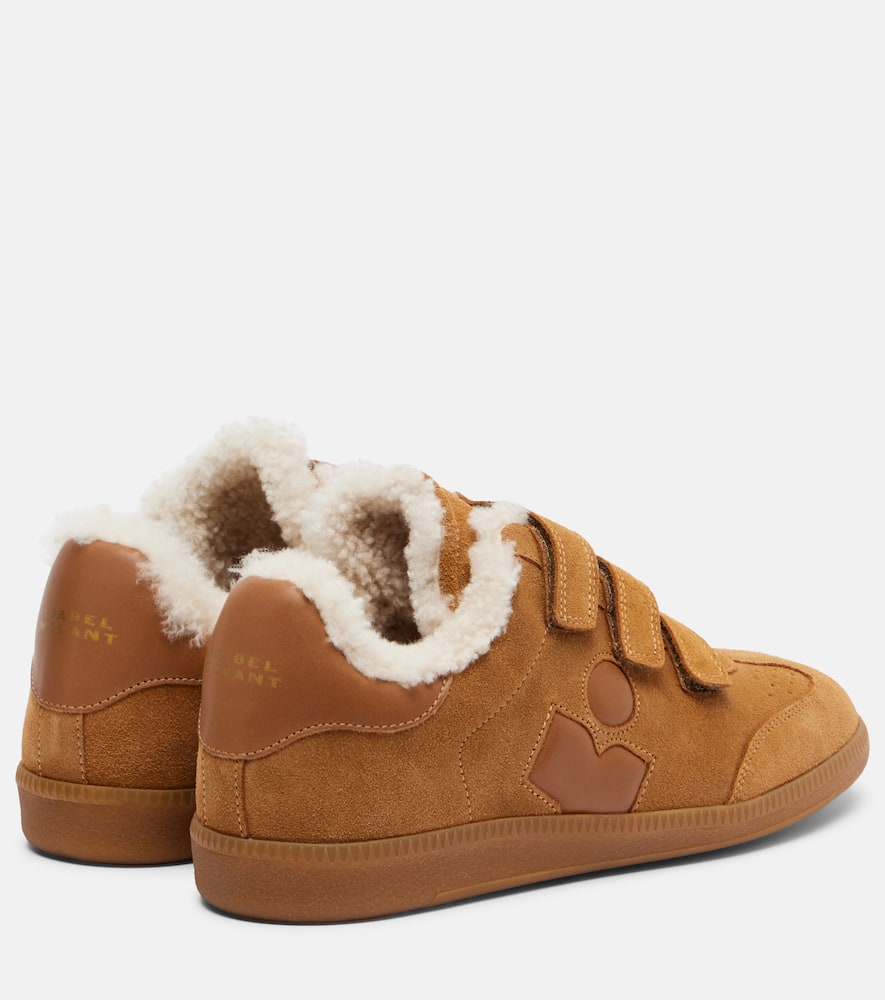Isabel Marant Beth Shearling-trimmed Suede Sneakers In Brown