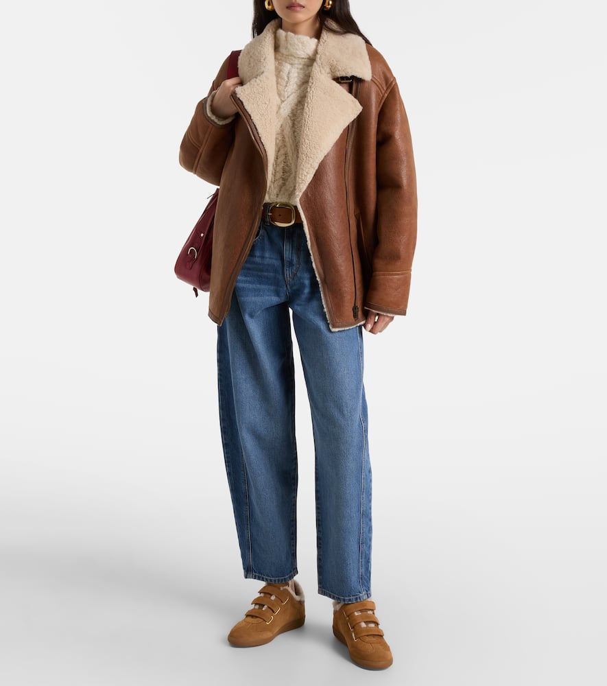 Isabel Marant Beth Shearling-trimmed Suede Sneakers In Brown