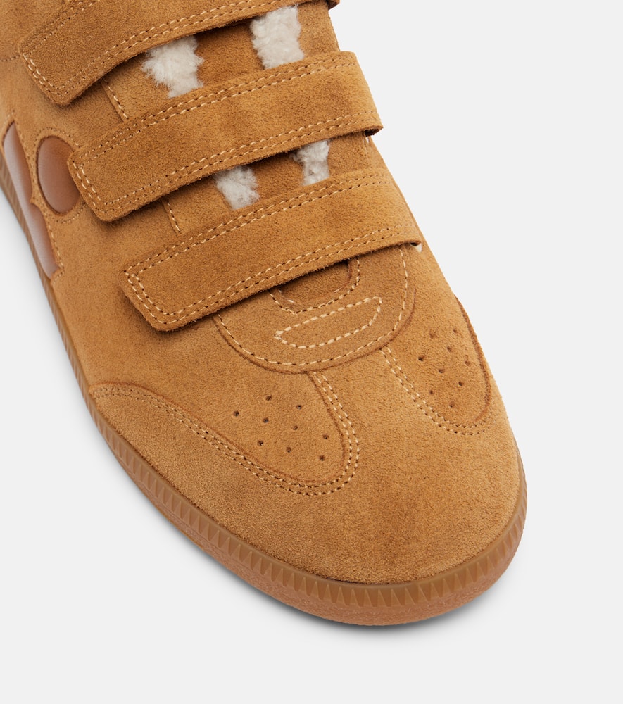 Isabel Marant Beth Shearling-trimmed Suede Sneakers In Brown