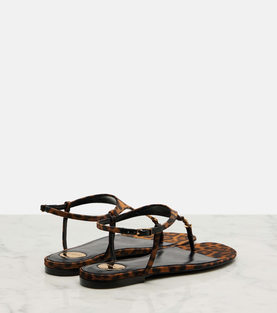  Saint Laurent Saint Laurent Cassandra Leopard-print Grosgrain Sandals 