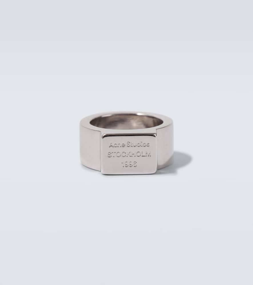 Acne Studios Logo Ring In Metallic