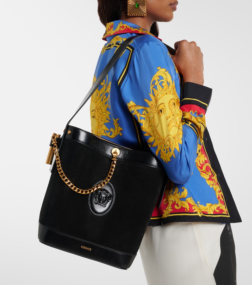 Versace La Medusa suede shoulder bag