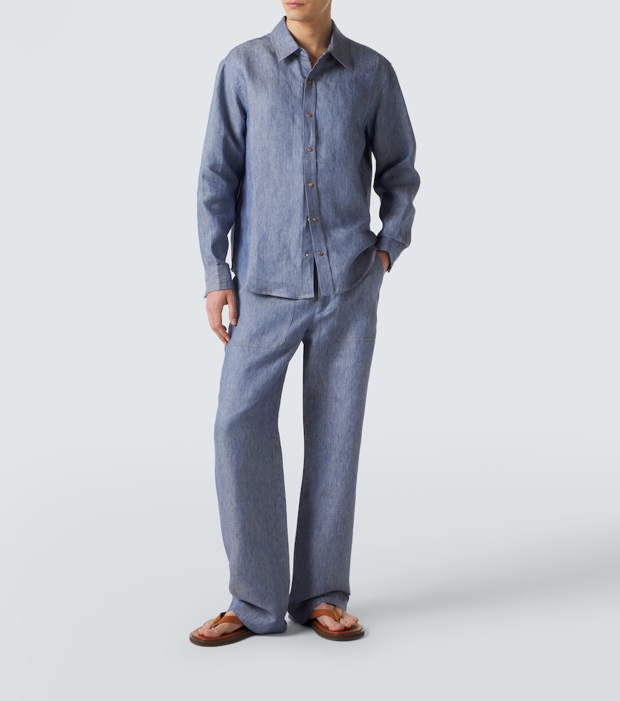 Linen Wide-Leg Jeans With Carnelian