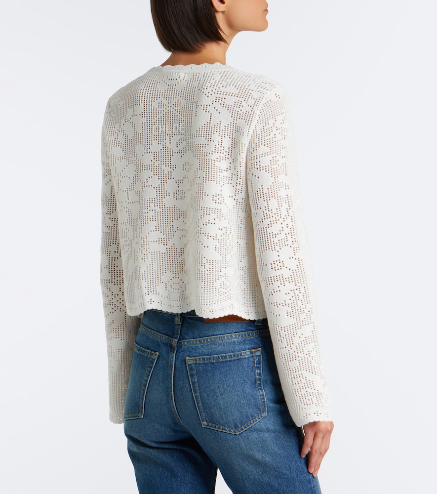 Chloé Pointelle Scalloped Cotton Cardigan