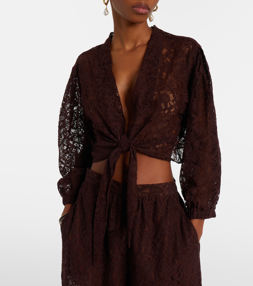Adriana Degreas Cotton-blend lace crop top