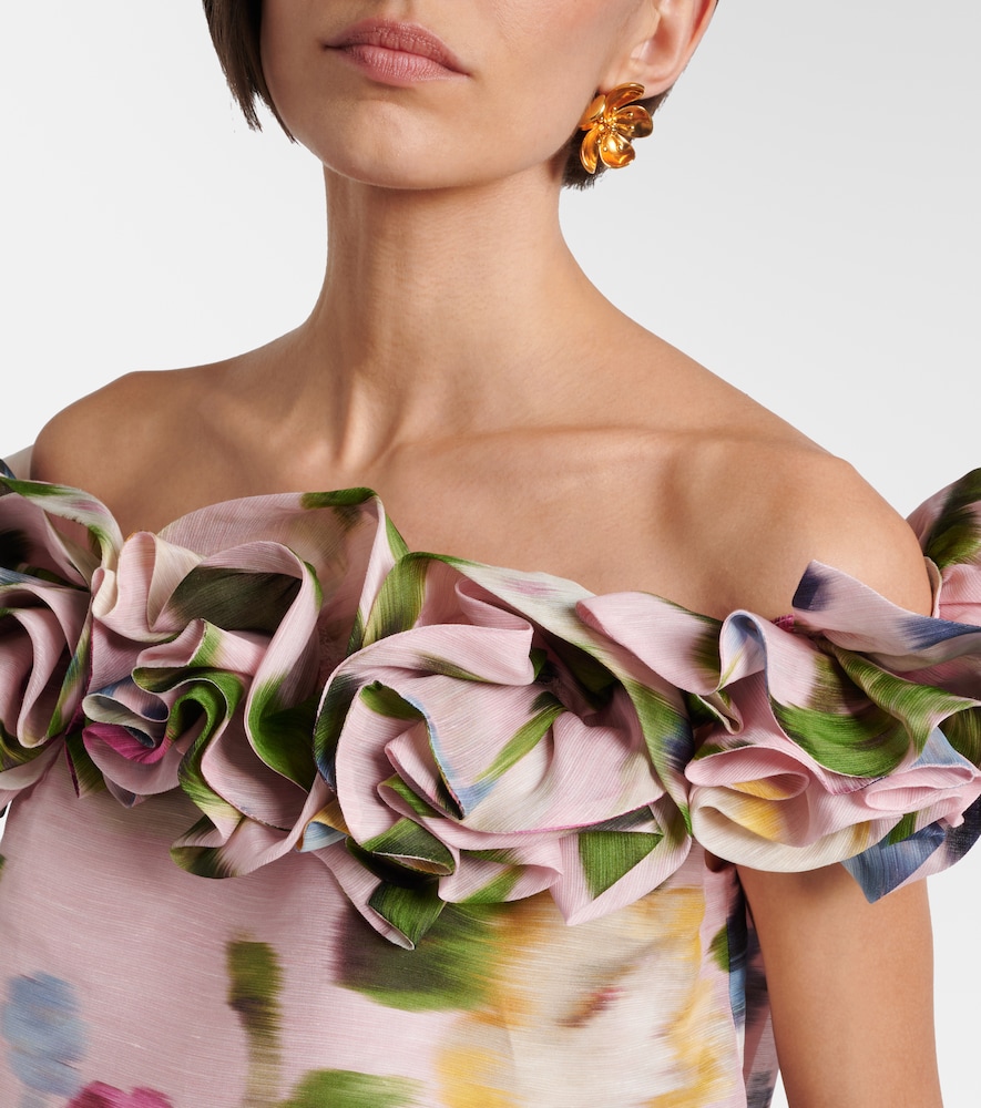 Floral Off-Shoulder Linen And Top