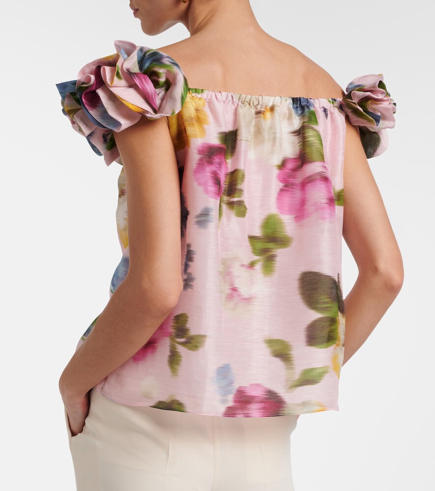 Floral Off-Shoulder Linen And Top
