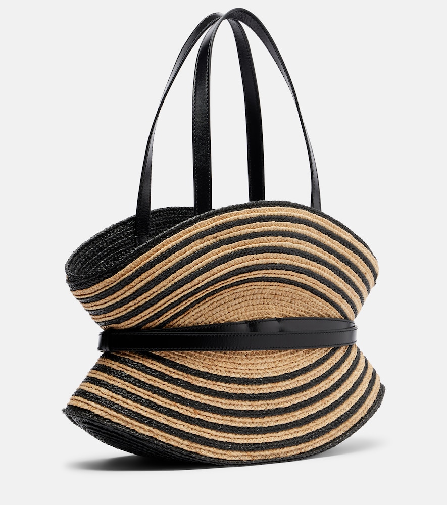 Raffia-Effect Striped Shoulder Bag
