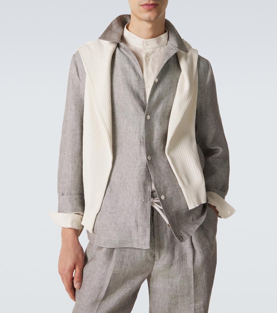  Brunello Cucinelli Brunello Cucinelli Hemdjacke Aus Hanf Und Leinen 