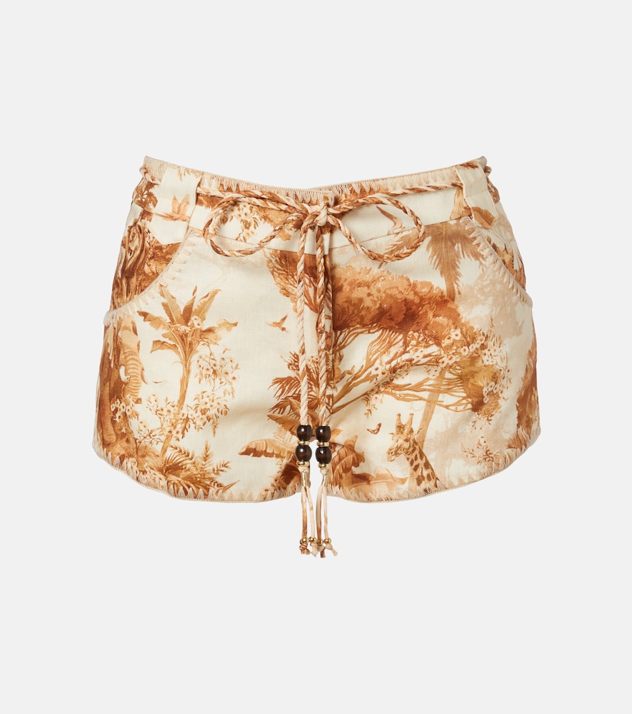 Zimmermann Indra beaded printed linen shorts
