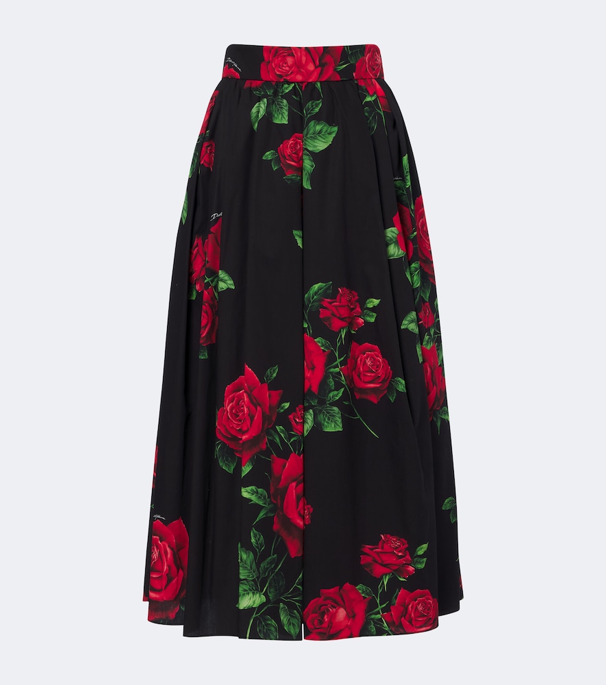 DolceGabbana Jupe midi en popeline de coton fleurs 995 €