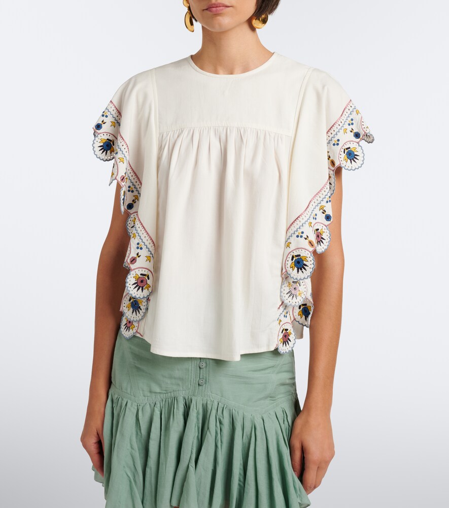 Marlie Embroidered Ruffled Blouse