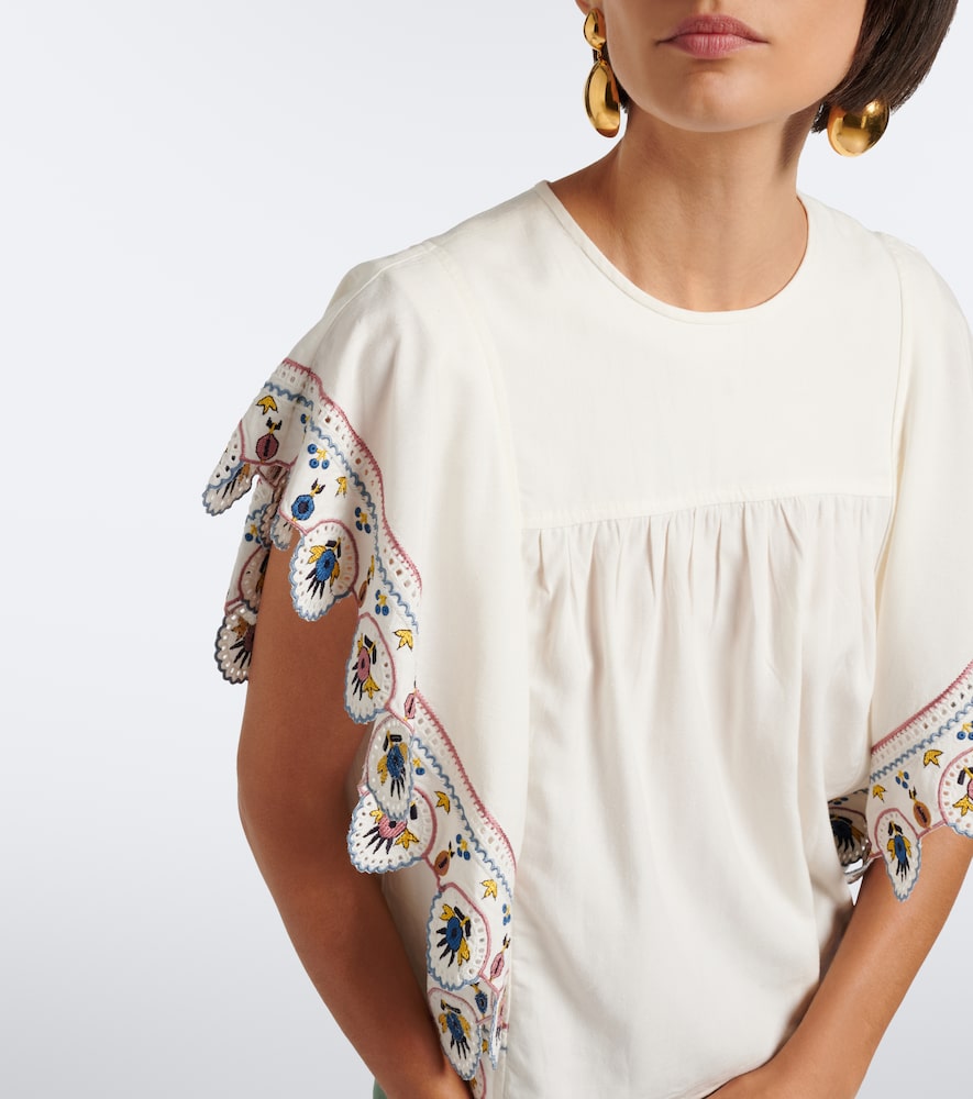 Marlie Embroidered Ruffled Blouse