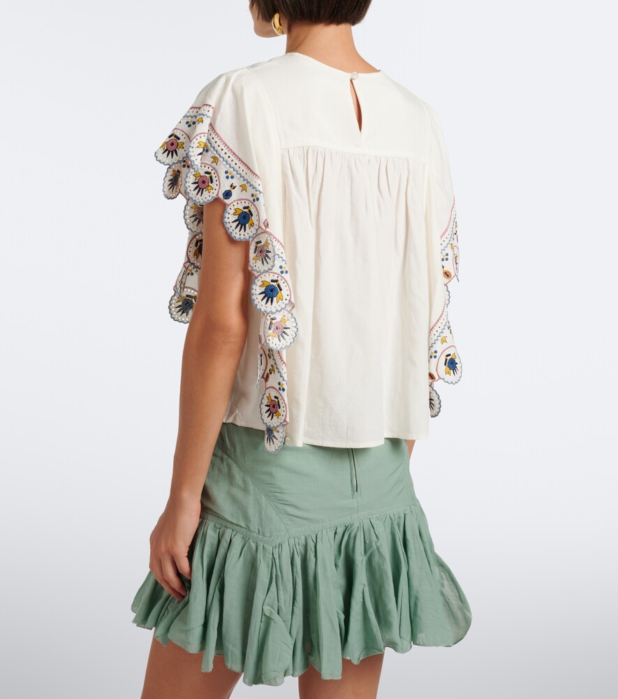 Marlie Embroidered Ruffled Blouse
