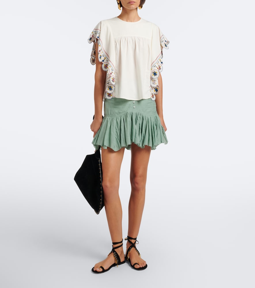 Marlie Embroidered Ruffled Blouse