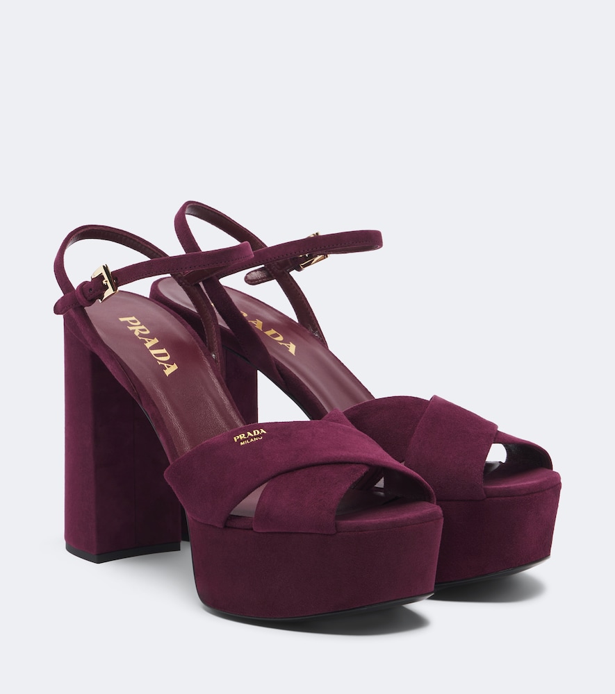 Sandali in suede con plateau