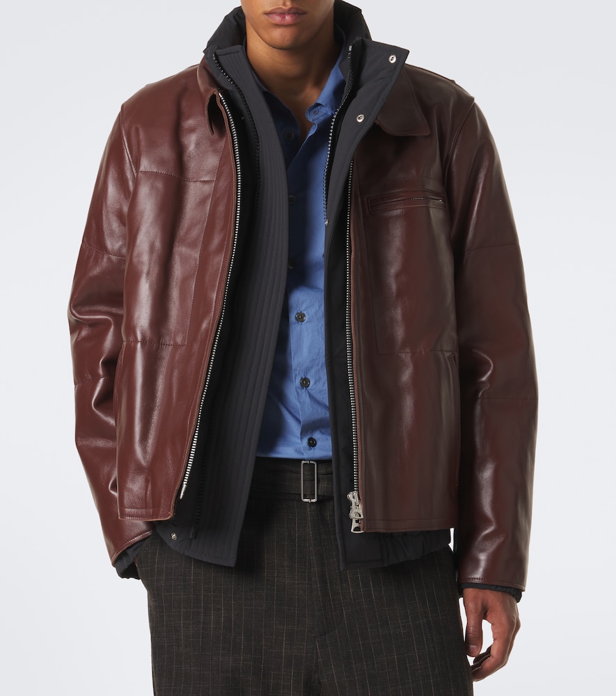 Layered Leather Down Jacket