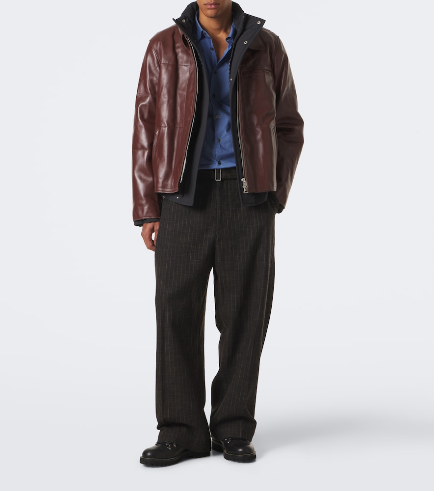 Layered Leather Down Jacket