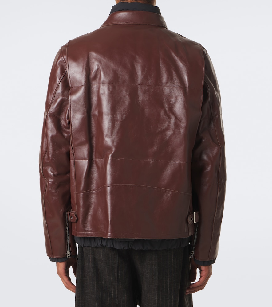 Layered Leather Down Jacket