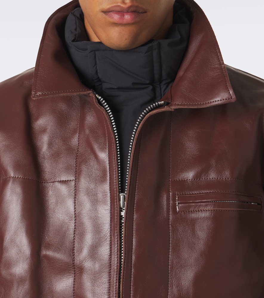 Layered Leather Down Jacket
