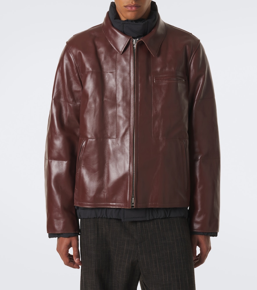 Layered Leather Down Jacket