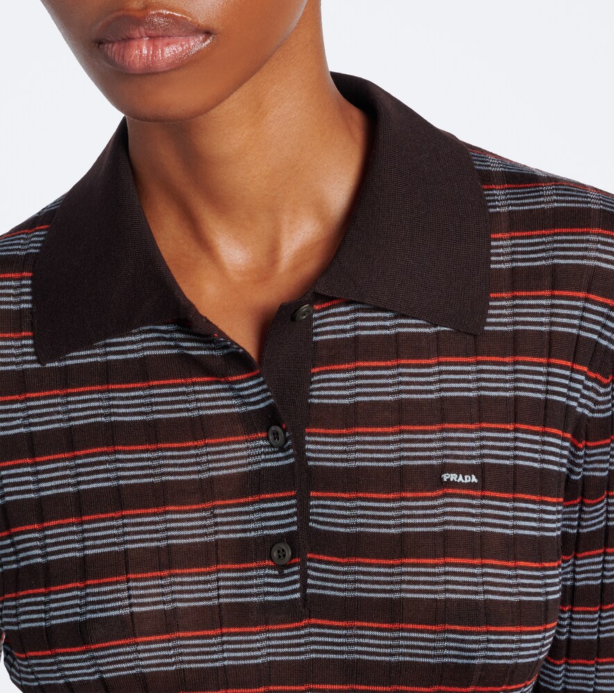 Striped Cashmere And Silk Polo Sweater