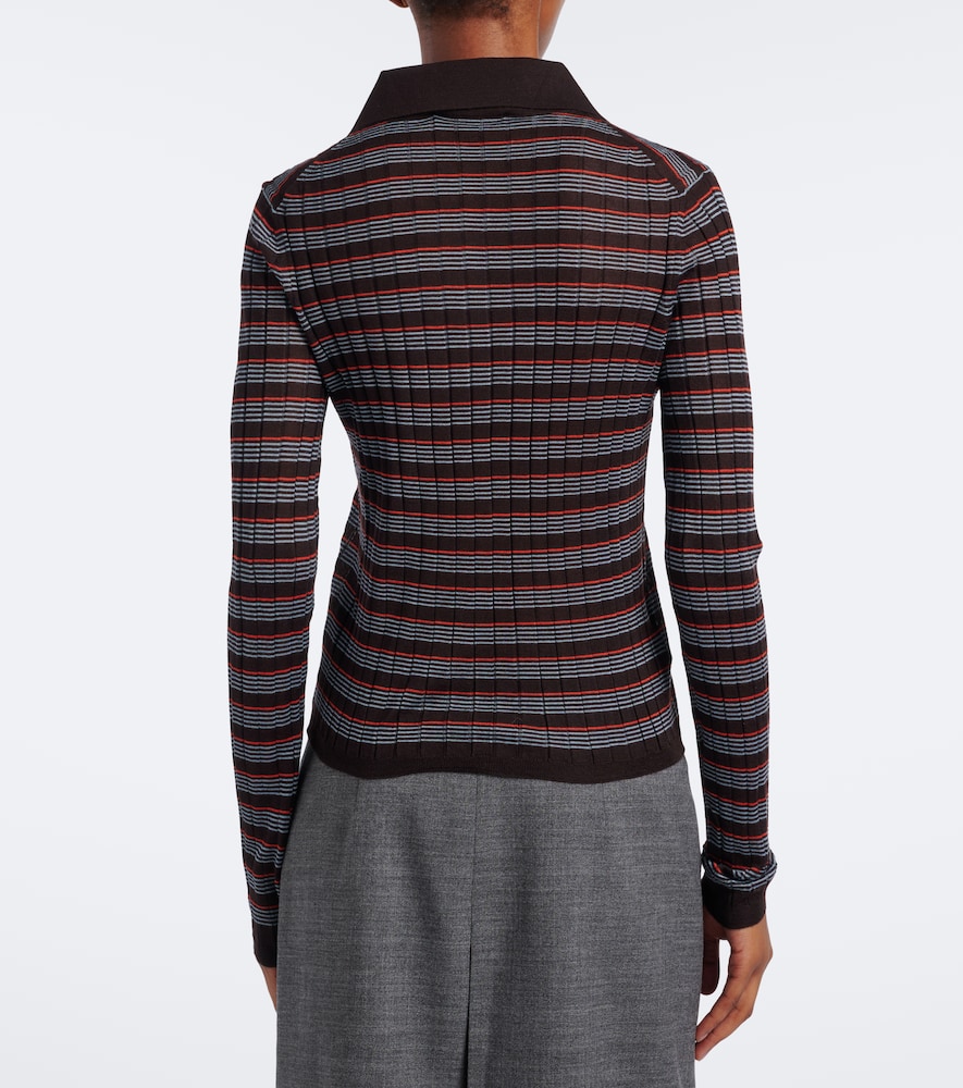 Striped Cashmere And Silk Polo Sweater