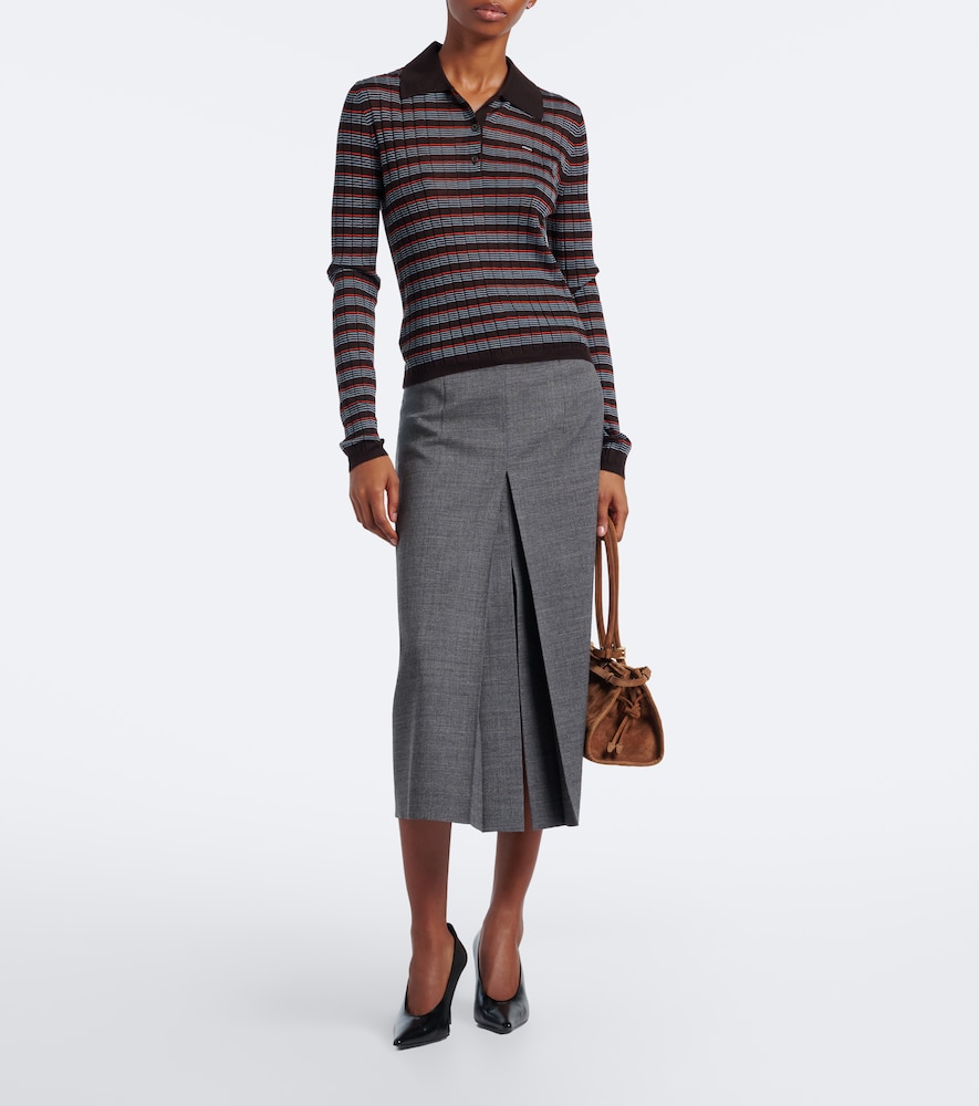 Striped Cashmere And Silk Polo Sweater