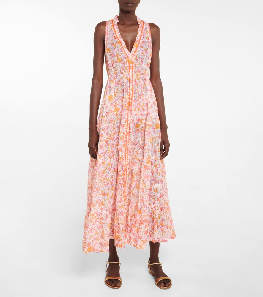 Poupette St Barth Nana Floral Cotton Maxi Dress In Pink Monaco