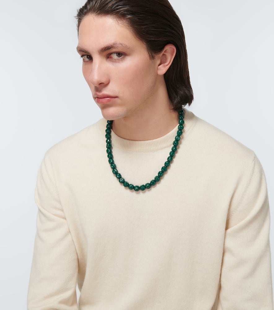 Shop Jil Sander Beaded Necklace In Green