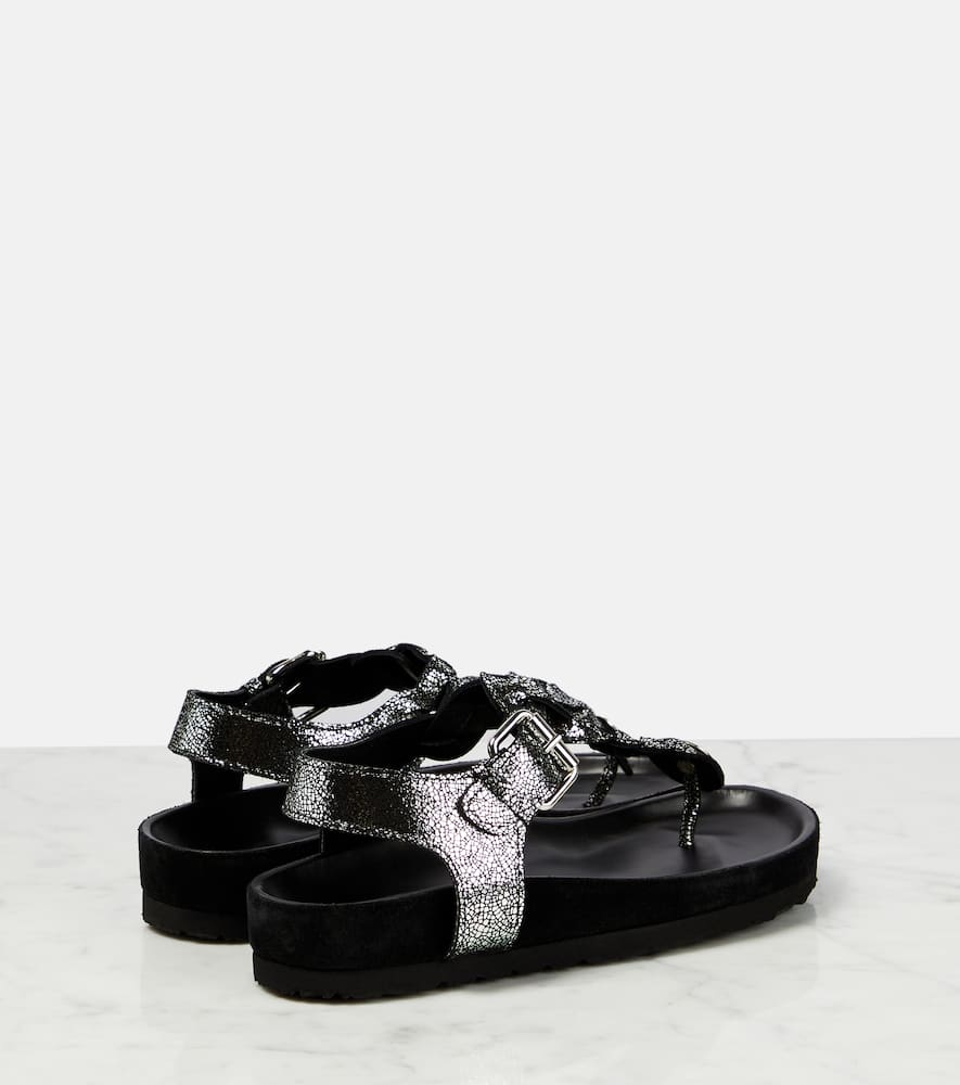 Isabel Marant Women's Brook Metallic Leather Thong Sandals In Silver