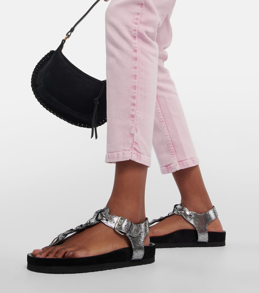 Isabel Marant Women's Brook Metallic Leather Thong Sandals In Silver