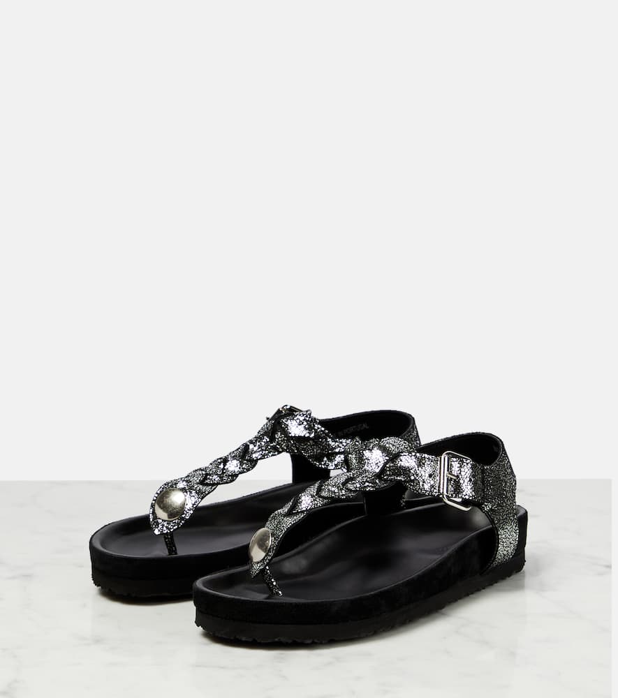 Isabel Marant Women's Brook Metallic Leather Thong Sandals In Silver