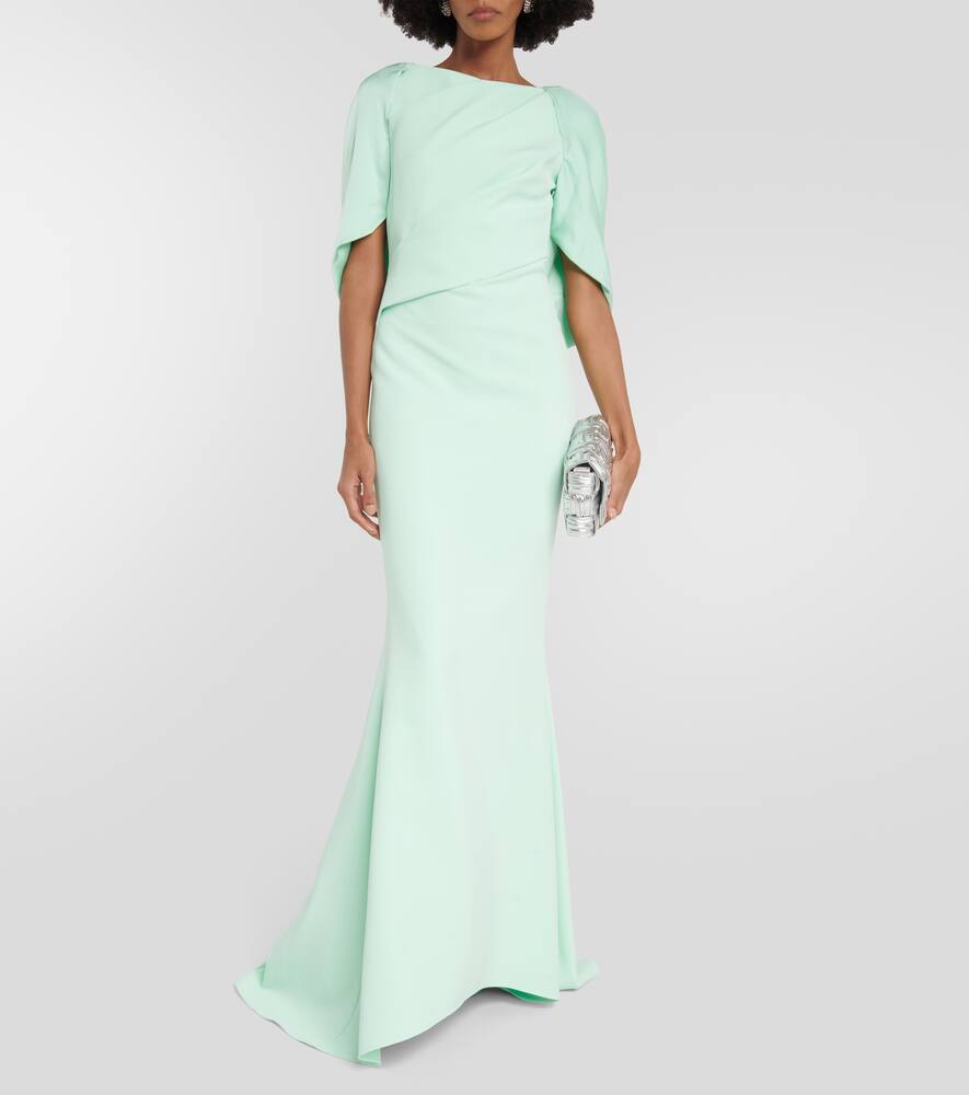 Shop Safiyaa Caped Crêpe Gown In Green