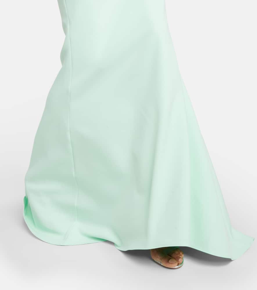 Shop Safiyaa Caped Crêpe Gown In Green