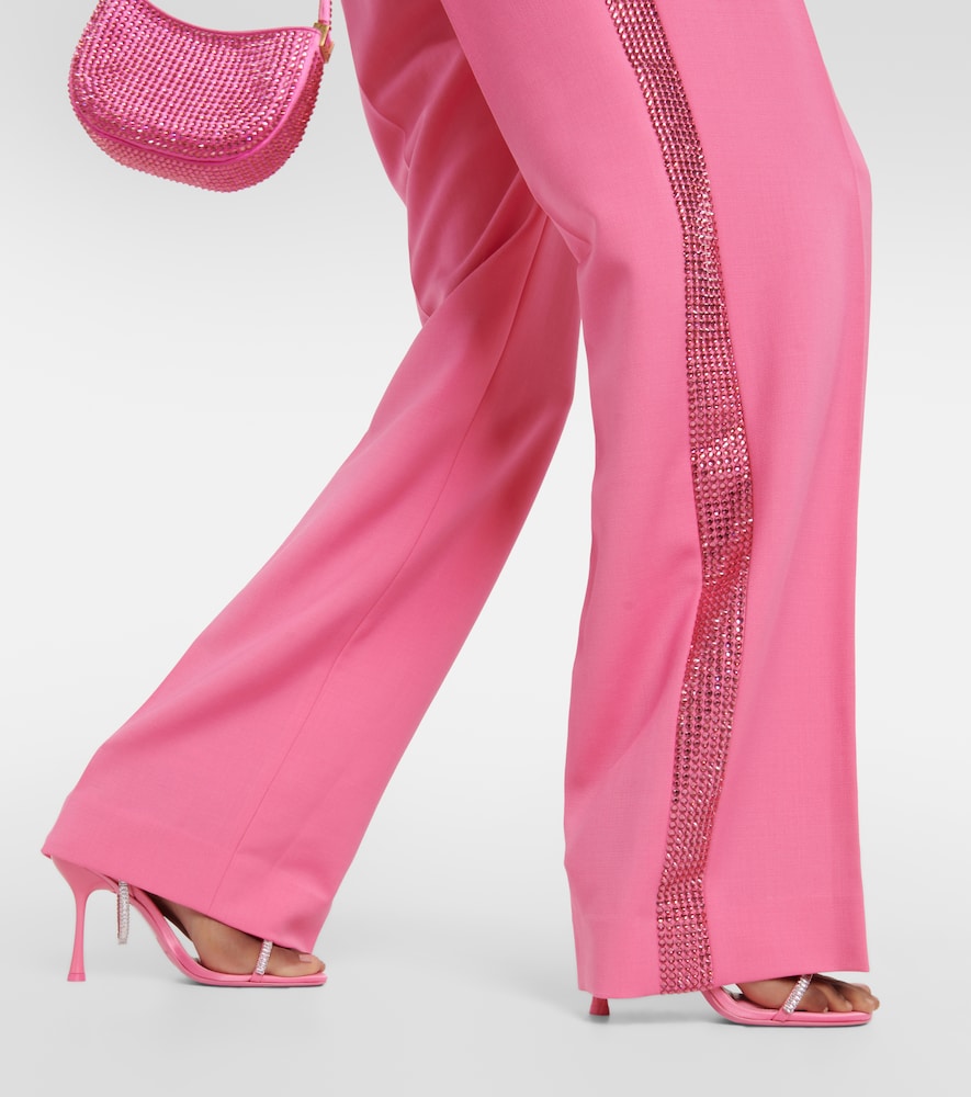  Area Area Embellished Wool Wide-leg Pants 