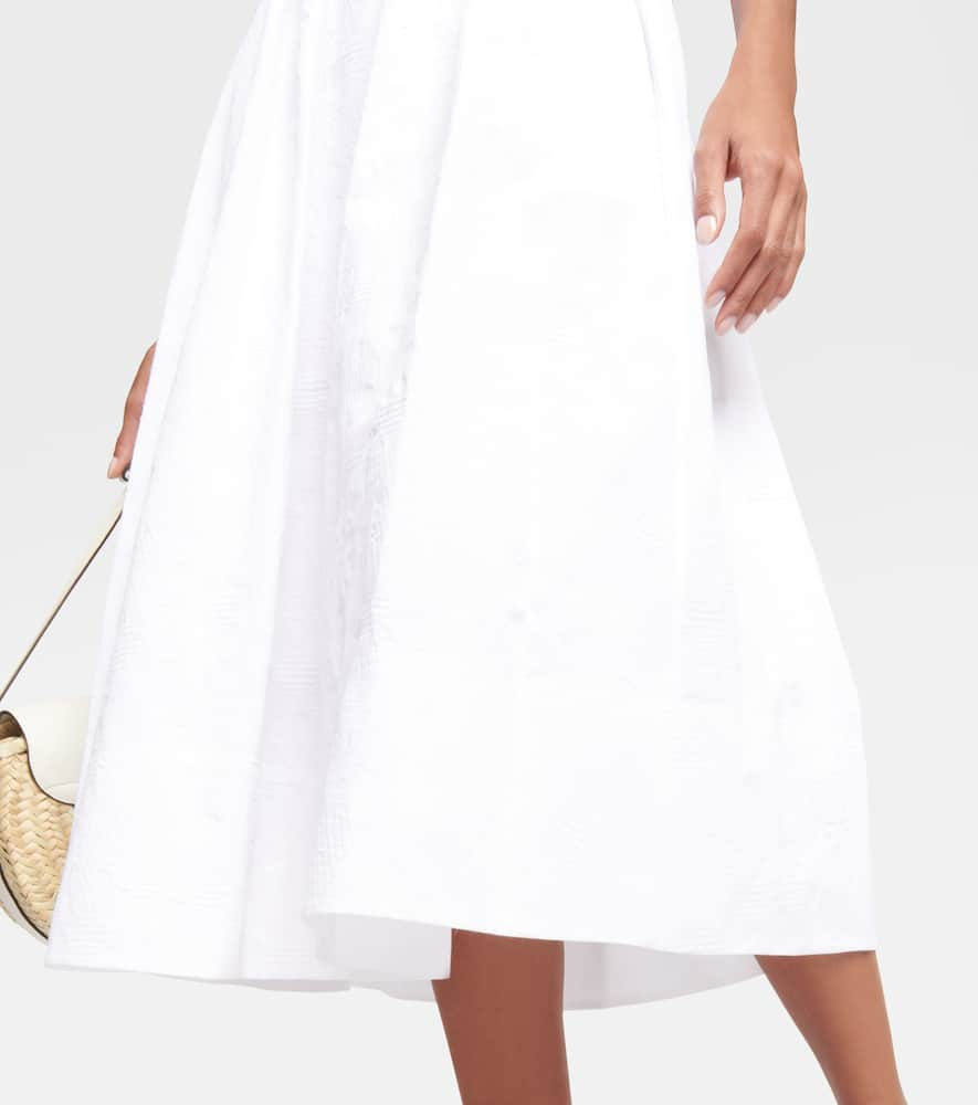 Shop Chloé Ruffle-trimmed Cotton Midi Dress In White