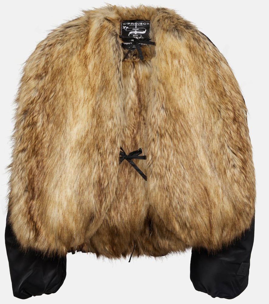 Y/project Faux-fur Trimmed Puffer Jacket In Black | ModeSens