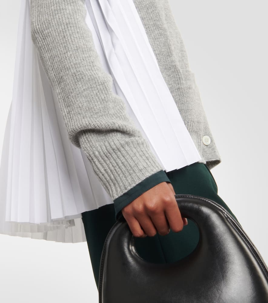 Sacai Grey & White Pleated Back Cardigan In Grey