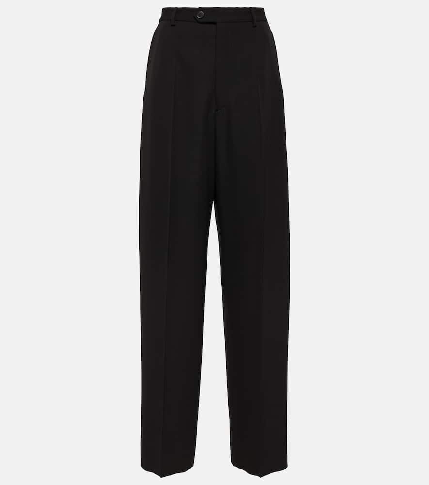 Mid-rise wool wide-leg pants