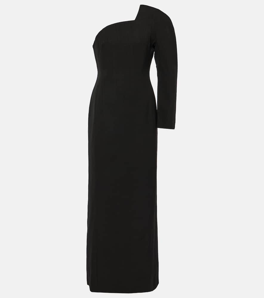 Shop Jacquemus La Robe Pablo One-shoulder Crêpe Gown In Black