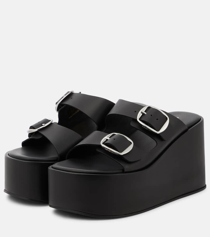 Shop Coperni Leather Platform Sandals In Black