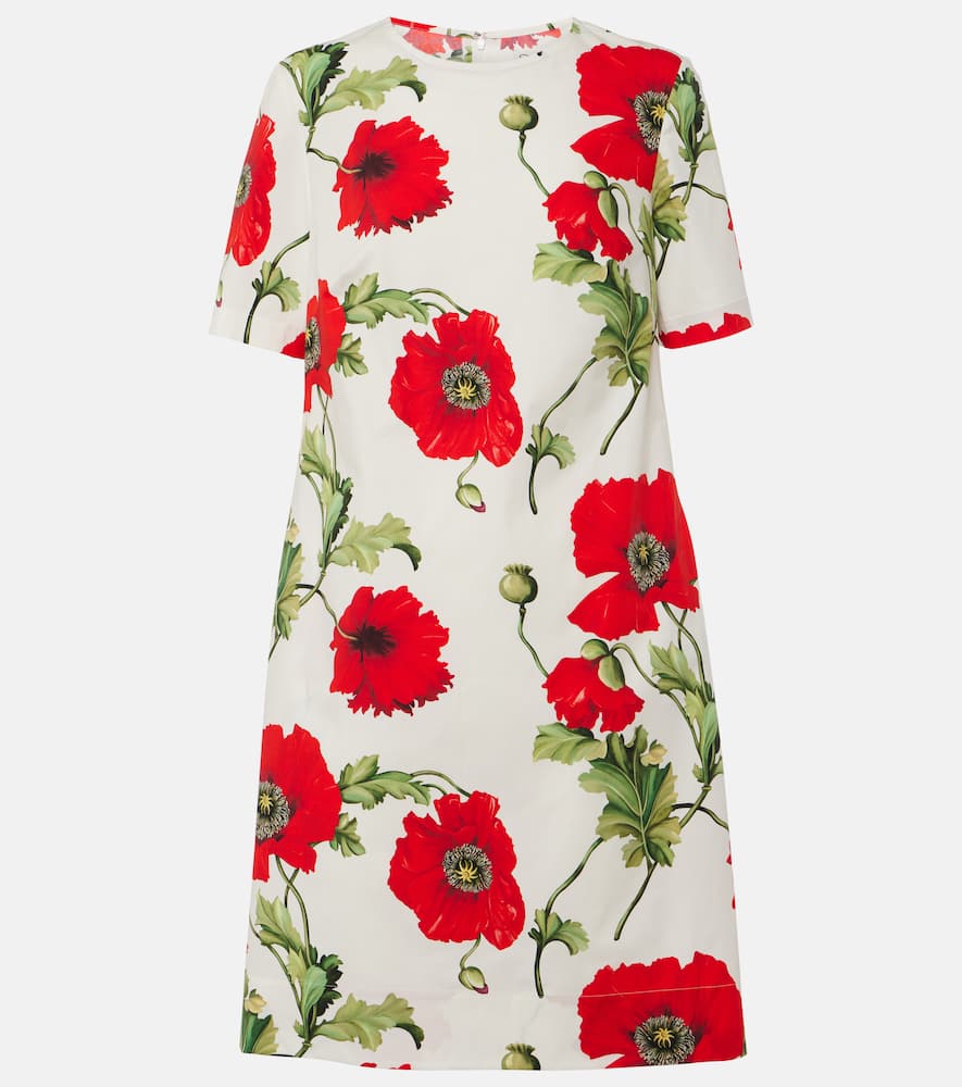 Oscar De La Renta Floral Cotton-blend Minidress In Multicoloured