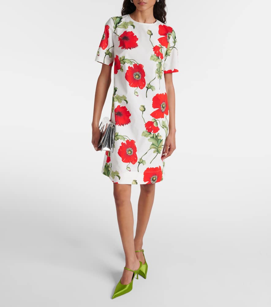 Oscar De La Renta Floral Cotton-blend Minidress In Multicoloured